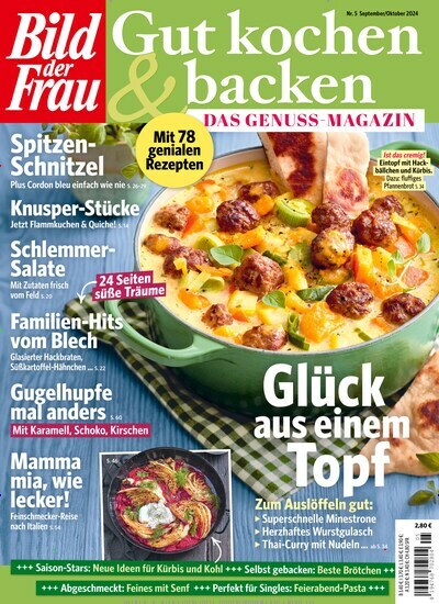 Titelbild der Ausgabe 5/2024 von Bild der Frau - Gut kochen & backen. Diese Zeitschrift und viele weitere Kochzeitschriften und Backzeitschriften als Abo oder epaper bei United Kiosk online kaufen.