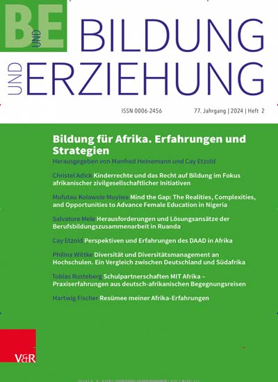 Titelbild der Ausgabe 2/2024 von Bildung und Erziehung. Diese Zeitschrift und viele weitere Zeitschriften für Pädagogik als Abo oder epaper bei United Kiosk online kaufen.