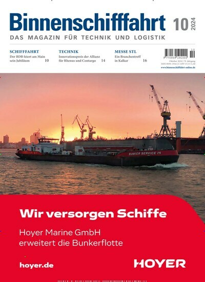 Titelbild der Ausgabe 10/2024 von Binnenschifffahrt. Diese Zeitschrift und viele weitere Logistikmagazine und Medienmagazine als Abo oder epaper bei United Kiosk online kaufen.