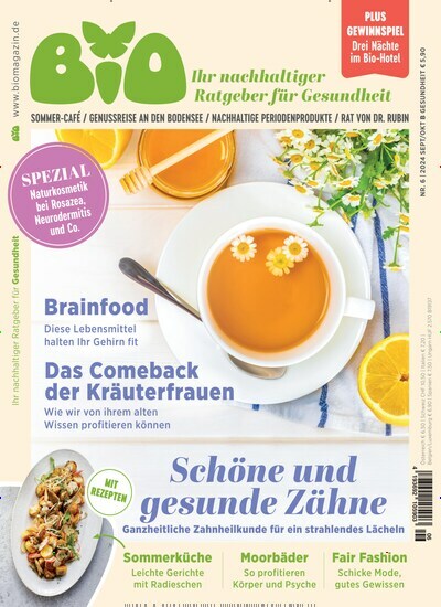 Titelbild der Ausgabe 6/2024 von BIO - Ihr nachhaltiger Ratgeber für Gesundheit & Ernährung. Diese Zeitschrift und viele weitere Elternzeitschriften und Tierzeitschriften als Abo oder epaper bei United Kiosk online kaufen.