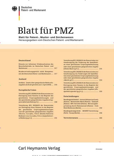 Titelbild der Ausgabe 9/2024 von BIPMZ - Blatt für Patent-, Muster- und Zeichenwesen. Diese Zeitschrift und viele weitere Jurazeitschriften und Zeitschriften für Verwaltung als Abo oder epaper bei United Kiosk online kaufen.