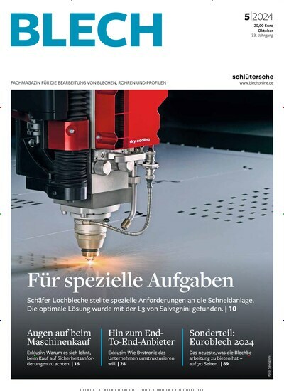 Titelbild der Ausgabe 5/2024 von Blech. Diese Zeitschrift und viele weitere Industriemagazine und Handwerkmagazine als Abo oder epaper bei United Kiosk online kaufen.