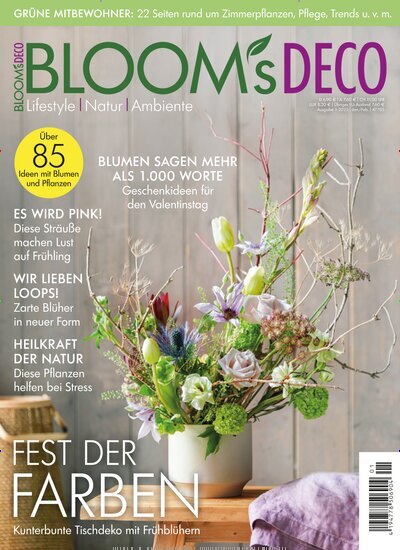 Titelbild der Ausgabe 1/2025 von Blooms Deco. Diese Zeitschrift und viele weitere Gartenzeitschriften und Wohnzeitschriften als Abo oder epaper bei United Kiosk online kaufen.