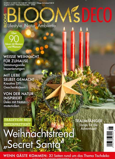 Titelbild der Ausgabe 6/2024 von Blooms Deco. Diese Zeitschrift und viele weitere Gartenzeitschriften und Wohnzeitschriften als Abo oder epaper bei United Kiosk online kaufen.