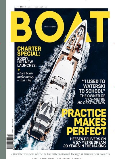 Titelbild der Ausgabe 4/2025 von Boat International. Diese Zeitschrift und viele weitere Sportmagazine als Abo oder epaper bei United Kiosk online kaufen.