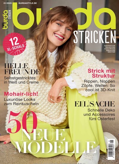 Titelbild der Ausgabe 1/2025 von burda stricken. Diese Zeitschrift und viele weitere Modemagazine und DIY-Magazine als Abo oder epaper bei United Kiosk online kaufen.