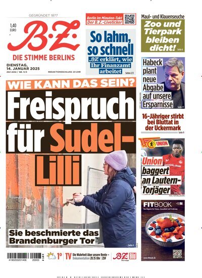 Titelbild der Ausgabe 11/2025 von B.Z.. Diese Zeitschrift und viele weitere Zeitungsabos als Abo oder epaper bei United Kiosk online kaufen.