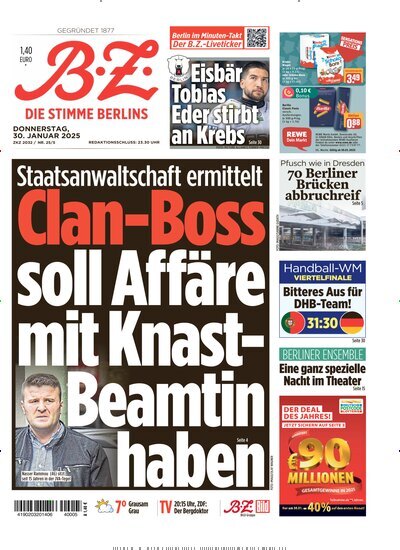 Titelbild der Ausgabe 25/2025 von B.Z.. Diese Zeitschrift und viele weitere Zeitungsabos als Abo oder epaper bei United Kiosk online kaufen.