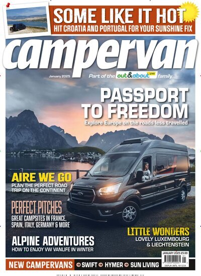 Titelbild der Ausgabe 1/2025 von Campervan. Diese Zeitschrift und viele weitere Automagazine und Motorradzeitschriften als Abo oder epaper bei United Kiosk online kaufen.