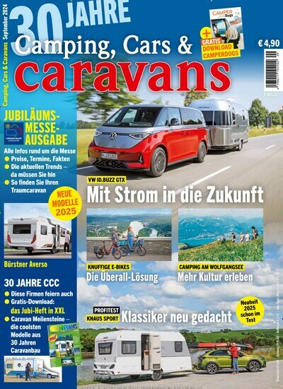 Titelbild der Ausgabe 9/2024 von Camping, Cars & Caravans. Diese Zeitschrift und viele weitere Automagazine und Motorradzeitschriften als Abo oder epaper bei United Kiosk online kaufen.