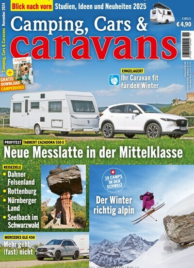 Titelbild der Ausgabe 11/2024 von Camping, Cars & Caravans. Diese Zeitschrift und viele weitere Automagazine und Motorradzeitschriften als Abo oder epaper bei United Kiosk online kaufen.