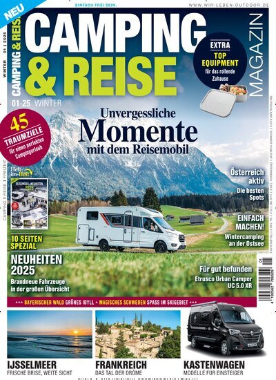 Titelbild der Ausgabe 1/2025 von Camping & Reise Magazin. Diese Zeitschrift und viele weitere Automagazine und Motorradzeitschriften als Abo oder epaper bei United Kiosk online kaufen.