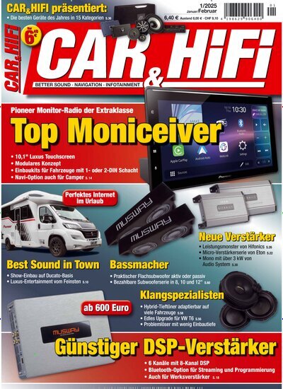 Titelbild der Ausgabe 1/2025 von Car & Hifi. Diese Zeitschrift und viele weitere Audiomagazine, Filmmagazine und Fotozeitschriften als Abo oder epaper bei United Kiosk online kaufen.