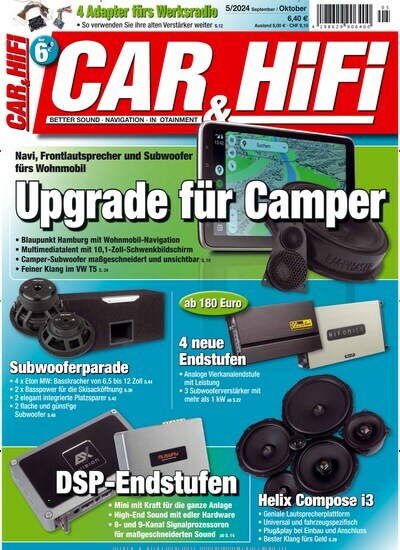 Titelbild der Ausgabe 5/2024 von Car & Hifi. Diese Zeitschrift und viele weitere Audiomagazine, Filmmagazine und Fotozeitschriften als Abo oder epaper bei United Kiosk online kaufen.