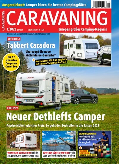 Titelbild der Ausgabe 1/2025 von Caravaning. Diese Zeitschrift und viele weitere Automagazine und Motorradzeitschriften als Abo oder epaper bei United Kiosk online kaufen.