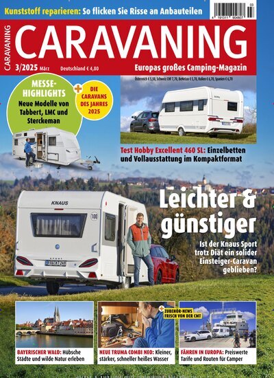 Titelbild der Ausgabe 3/2025 von Caravaning. Diese Zeitschrift und viele weitere Automagazine und Motorradzeitschriften als Abo oder epaper bei United Kiosk online kaufen.