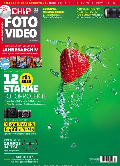 Titelbild der Ausgabe 2/2025 von CHIP Foto-Video. Diese Zeitschrift und viele weitere Audiomagazine, Filmmagazine und Fotozeitschriften als Abo oder epaper bei United Kiosk online kaufen.