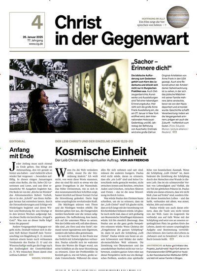 Titelbild der Ausgabe 4/2025 von Christ in der Gegenwart. Diese Zeitschrift und viele weitere Kunstmagazine und Kulturmagazine als Abo oder epaper bei United Kiosk online kaufen.