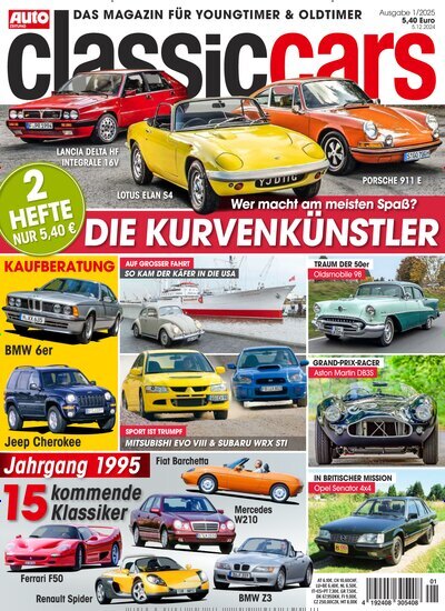 Titelbild der Ausgabe 1/2025 von classic cars. Diese Zeitschrift und viele weitere Automagazine und Motorradzeitschriften als Abo oder epaper bei United Kiosk online kaufen.