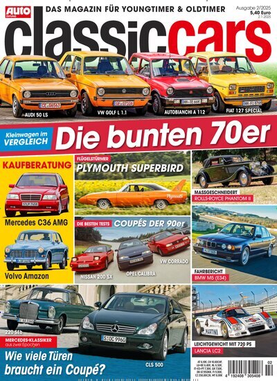 Titelbild der Ausgabe 2/2025 von classic cars. Diese Zeitschrift und viele weitere Automagazine und Motorradzeitschriften als Abo oder epaper bei United Kiosk online kaufen.