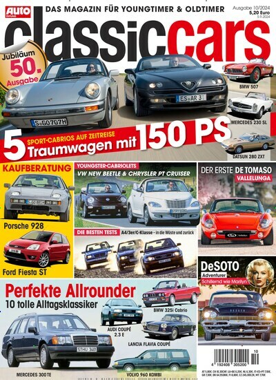 Titelbild der Ausgabe 10/2024 von classic cars. Diese Zeitschrift und viele weitere Automagazine und Motorradzeitschriften als Abo oder epaper bei United Kiosk online kaufen.