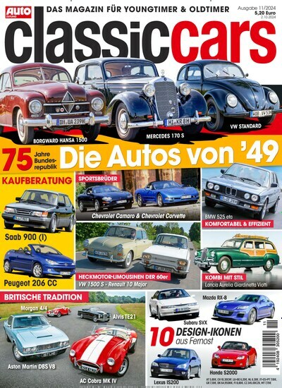 Titelbild der Ausgabe 11/2024 von classic cars. Diese Zeitschrift und viele weitere Automagazine und Motorradzeitschriften als Abo oder epaper bei United Kiosk online kaufen.