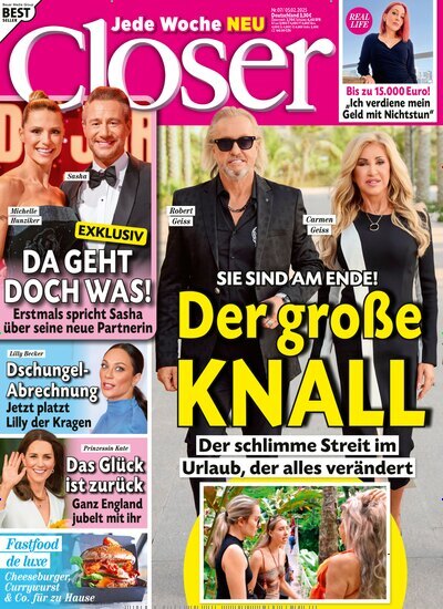 Titelbild der Ausgabe 7/2025 von Closer. Diese Zeitschrift und viele weitere Lifestylemagazine und Peoplemagazine als Abo oder epaper bei United Kiosk online kaufen.