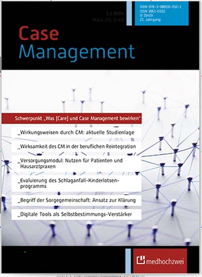 Titelbild der Ausgabe 2/2024 von CM - Case Management. Diese Zeitschrift und viele weitere Pflegezeitschriften und medizinische Fachzeitschriften als Abo oder epaper bei United Kiosk online kaufen.