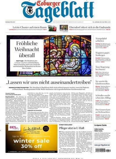 Titelbild der Ausgabe 298/2024 von Coburger Tageblatt. Diese Zeitschrift und viele weitere Zeitungsabos als Abo oder epaper bei United Kiosk online kaufen.