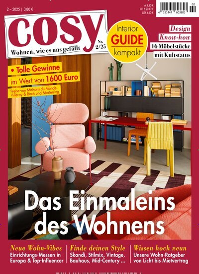 Titelbild der Ausgabe 2/2025 von Cosy. Diese Zeitschrift und viele weitere Frauenzeitschriften als Abo oder epaper bei United Kiosk online kaufen.