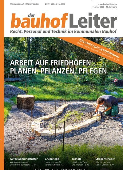 Titelbild der Ausgabe 2/2025 von der bauhofLeiter. Diese Zeitschrift und viele weitere Jurazeitschriften und Zeitschriften für Verwaltung als Abo oder epaper bei United Kiosk online kaufen.