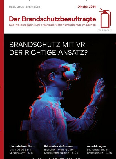 Titelbild der Ausgabe 10/2024 von Der Brandschutzbeauftragte. Diese Zeitschrift und viele weitere Jurazeitschriften und Zeitschriften für Verwaltung als Abo oder epaper bei United Kiosk online kaufen.