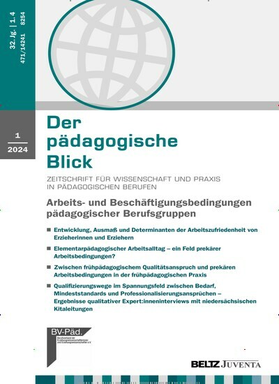 Titelbild der Ausgabe 1/2024 von Der pädagogische Blick. Diese Zeitschrift und viele weitere Zeitschriften für Pädagogik als Abo oder epaper bei United Kiosk online kaufen.