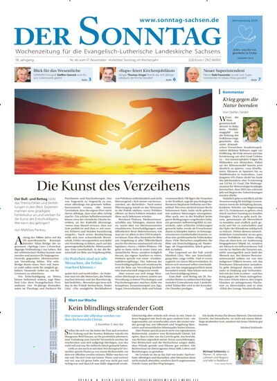 Titelbild der Ausgabe 46/2024 von Der Sonntag. Diese Zeitschrift und viele weitere Kunstmagazine und Kulturmagazine als Abo oder epaper bei United Kiosk online kaufen.