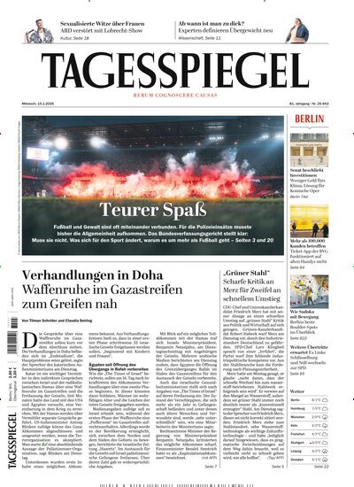 Titelbild der Ausgabe 14/2025 von Der Tagesspiegel. Diese Zeitschrift und viele weitere Zeitungsabos als Abo oder epaper bei United Kiosk online kaufen.