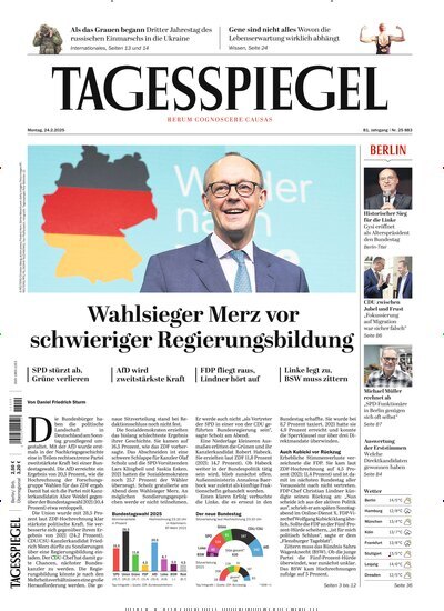 Titelbild der Ausgabe 54/2025 von Der Tagesspiegel. Diese Zeitschrift und viele weitere Zeitungsabos als Abo oder epaper bei United Kiosk online kaufen.