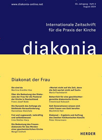 Titelbild der Ausgabe 3/2024 von Diakonia. Diese Zeitschrift und viele weitere Kunstmagazine und Kulturmagazine als Abo oder epaper bei United Kiosk online kaufen.