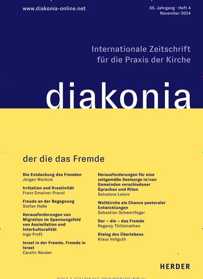 Titelbild der Ausgabe 4/2024 von Diakonia. Diese Zeitschrift und viele weitere Kunstmagazine und Kulturmagazine als Abo oder epaper bei United Kiosk online kaufen.