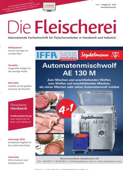 Titelbild der Ausgabe 3/2025 von Die Fleischerei. Diese Zeitschrift und viele weitere Gastronomiezeitschriften, Fashionmagazine, Beautymagazine als Abo oder epaper bei United Kiosk online kaufen.