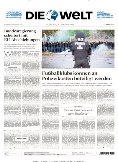 Titelbild der Ausgabe 10/2025 von Die Welt Gesamtausgabe. Diese Zeitschrift und viele weitere Zeitungsabos als Abo oder epaper bei United Kiosk online kaufen.