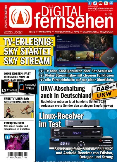 Titelbild der Ausgabe 6/2024 von Digital Fernsehen. Diese Zeitschrift und viele weitere Audiomagazine, Filmmagazine und Fotozeitschriften als Abo oder epaper bei United Kiosk online kaufen.