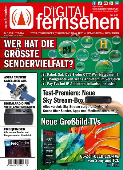 Titelbild der Ausgabe 7/2024 von Digital Fernsehen. Diese Zeitschrift und viele weitere Audiomagazine, Filmmagazine und Fotozeitschriften als Abo oder epaper bei United Kiosk online kaufen.