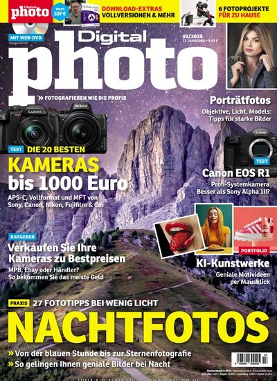 Titelbild der Ausgabe 3/2025 von DigitalPHOTO. Diese Zeitschrift und viele weitere Audiomagazine, Filmmagazine und Fotozeitschriften als Abo oder epaper bei United Kiosk online kaufen.