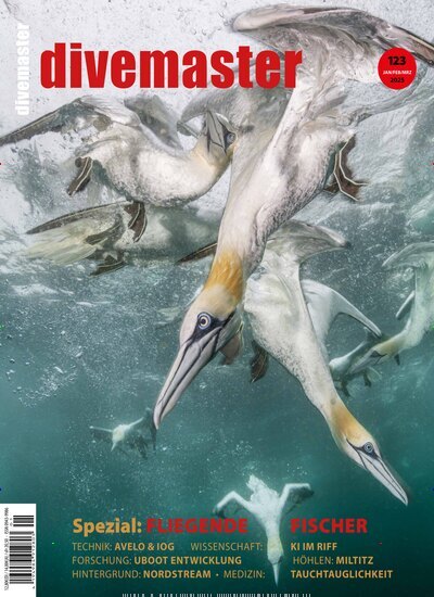 Titelbild der Ausgabe 1/2025 von Divemaster. Diese Zeitschrift und viele weitere Sportmagazine als Abo oder epaper bei United Kiosk online kaufen.