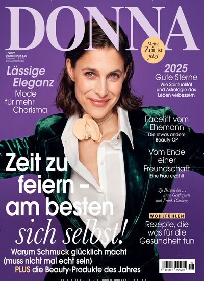 Titelbild der Ausgabe 1/2025 von Donna. Diese Zeitschrift und viele weitere Frauenzeitschriften als Abo oder epaper bei United Kiosk online kaufen.