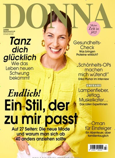 Titelbild der Ausgabe 3/2025 von Donna. Diese Zeitschrift und viele weitere Frauenzeitschriften als Abo oder epaper bei United Kiosk online kaufen.