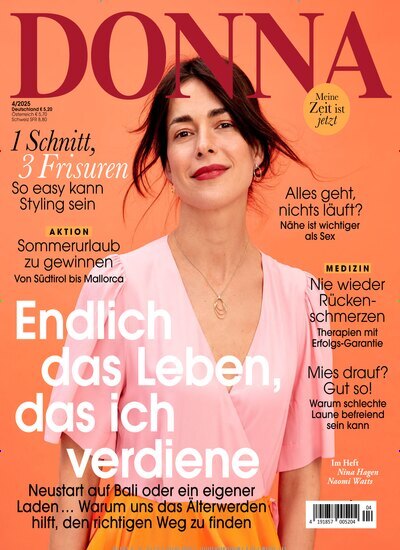 Titelbild der Ausgabe 4/2025 von Donna. Diese Zeitschrift und viele weitere Frauenzeitschriften als Abo oder epaper bei United Kiosk online kaufen.