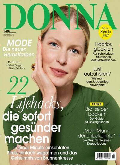 Titelbild der Ausgabe 10/2024 von Donna. Diese Zeitschrift und viele weitere Frauenzeitschriften als Abo oder epaper bei United Kiosk online kaufen.