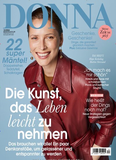 Titelbild der Ausgabe 12/2024 von Donna. Diese Zeitschrift und viele weitere Frauenzeitschriften als Abo oder epaper bei United Kiosk online kaufen.