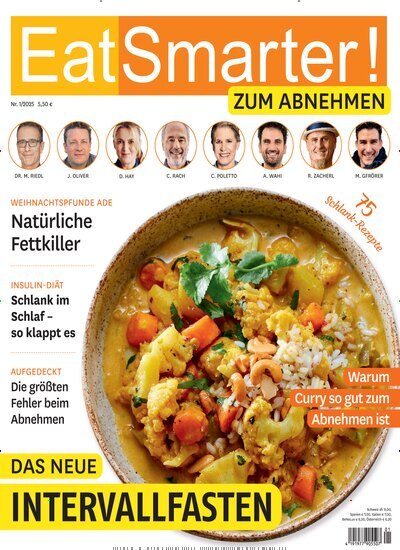 Titelbild der Ausgabe 1/2025 von EatSmarter!. Diese Zeitschrift und viele weitere Kochzeitschriften und Backzeitschriften als Abo oder epaper bei United Kiosk online kaufen.